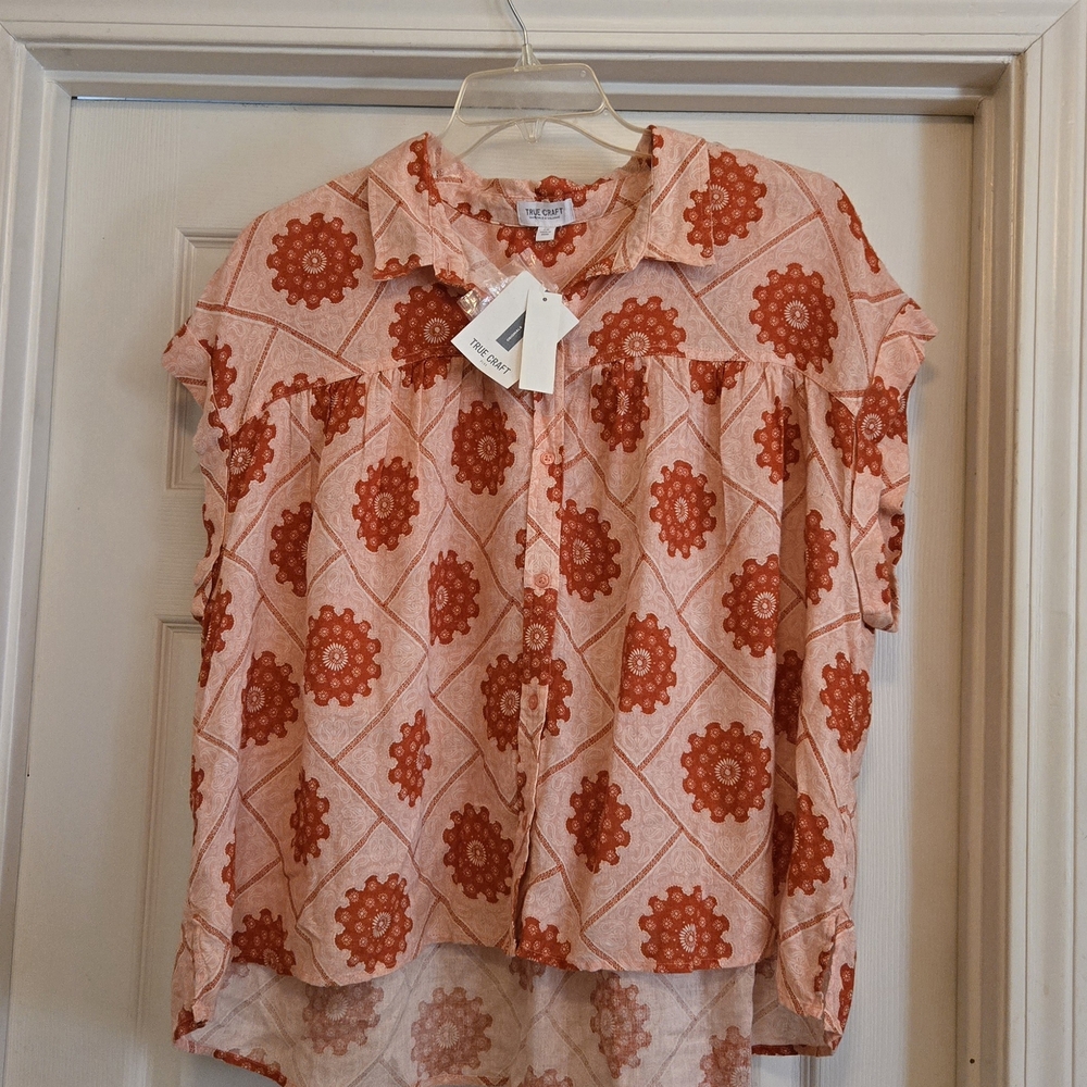 Women's Lovely Hi-Lo Top by True Craft in Melon Size 2X